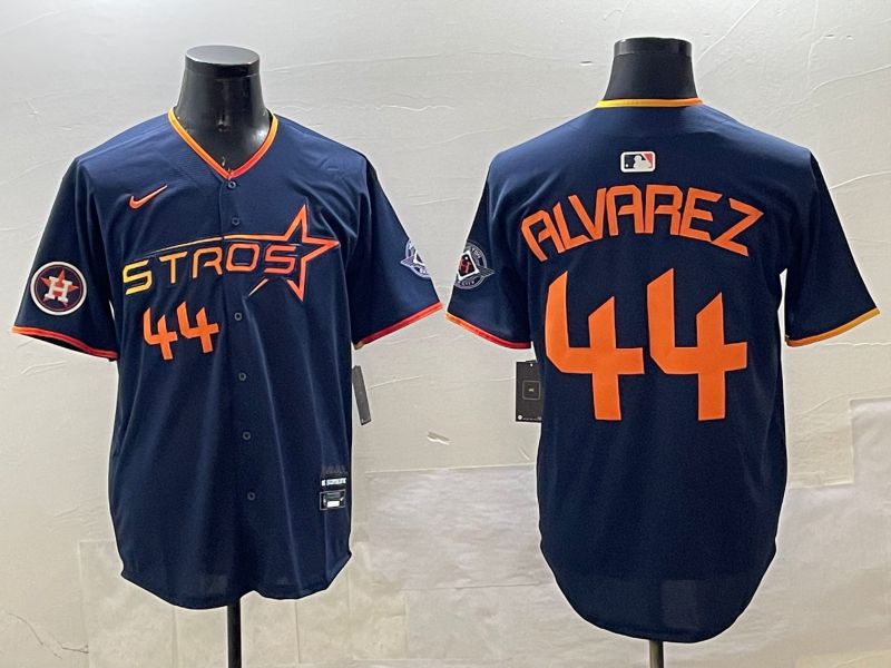 Men Houston Astros #44 Alvarez Drak Blue Three generations Joint Name 2025 Nike MLB Jersey style 5